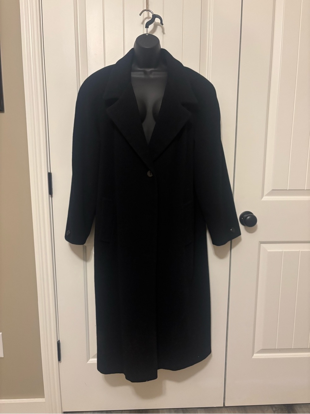 Vintage Julia Klein 100% Wool Black Maxi Coat Size 14 Oversize Fit